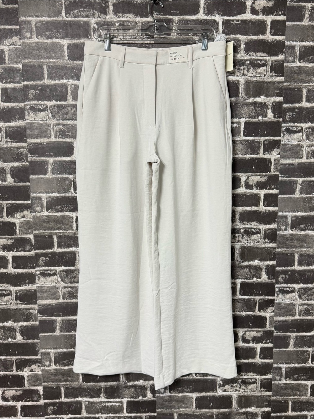 NWT Abercrombie & Fitch ultra wide leg high rise trousers cream gray